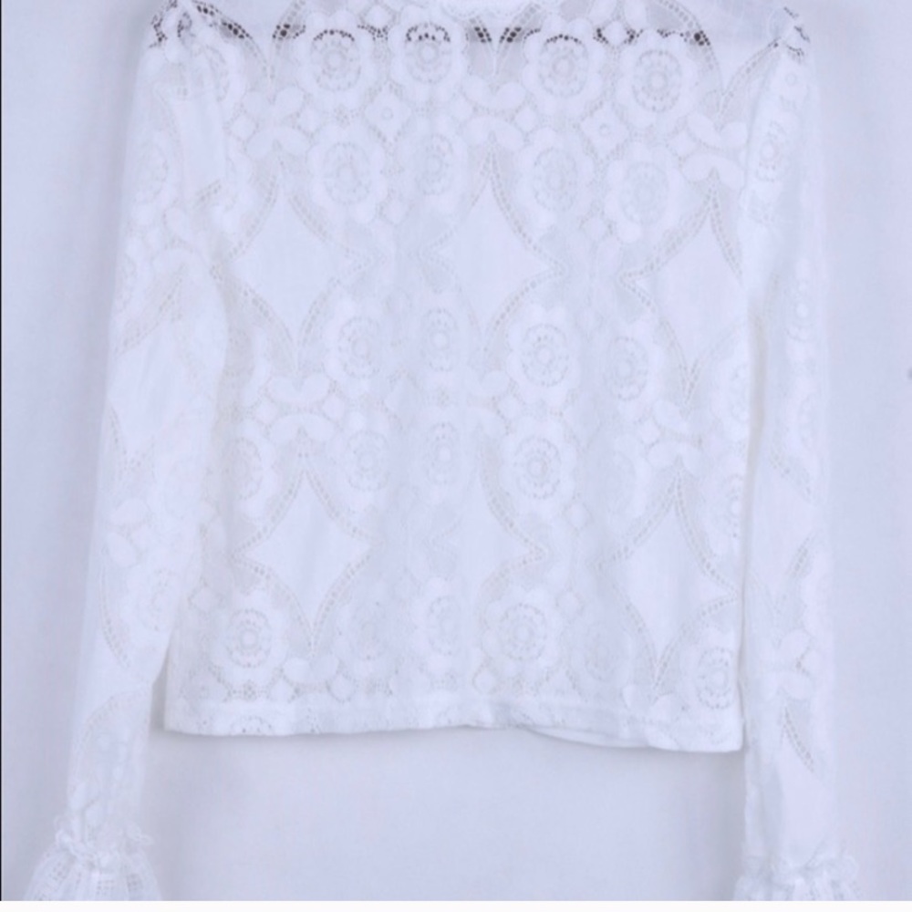 NEW Boho Chic Preppy White Top Lace Classy - Picture 6 of 6